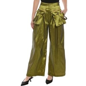 To My Lovers Green Iridescent Wide Leg Cargo Pant Avant Garde New Years XL Women